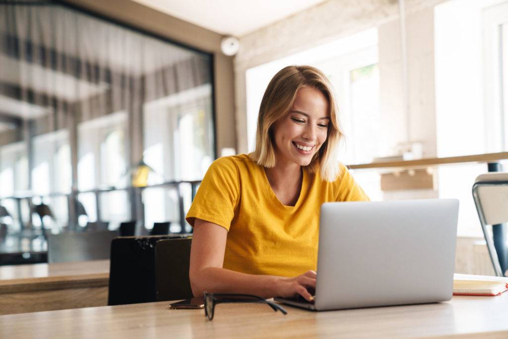 Woman using laptop